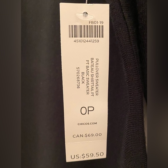 🎉 HP 🎉 Chico’s Black Boat Neck Long Sleeve Top - Picture 8 of 8